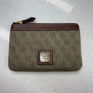 Dooney & Bourke Monogram Tan and Brown Coin Pouch